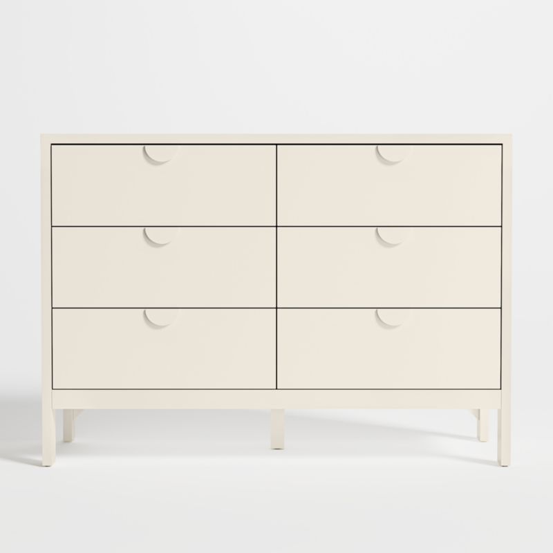 Opie Linen White Wood Wide 6-Drawer Kids Dresser | Crate & Kids