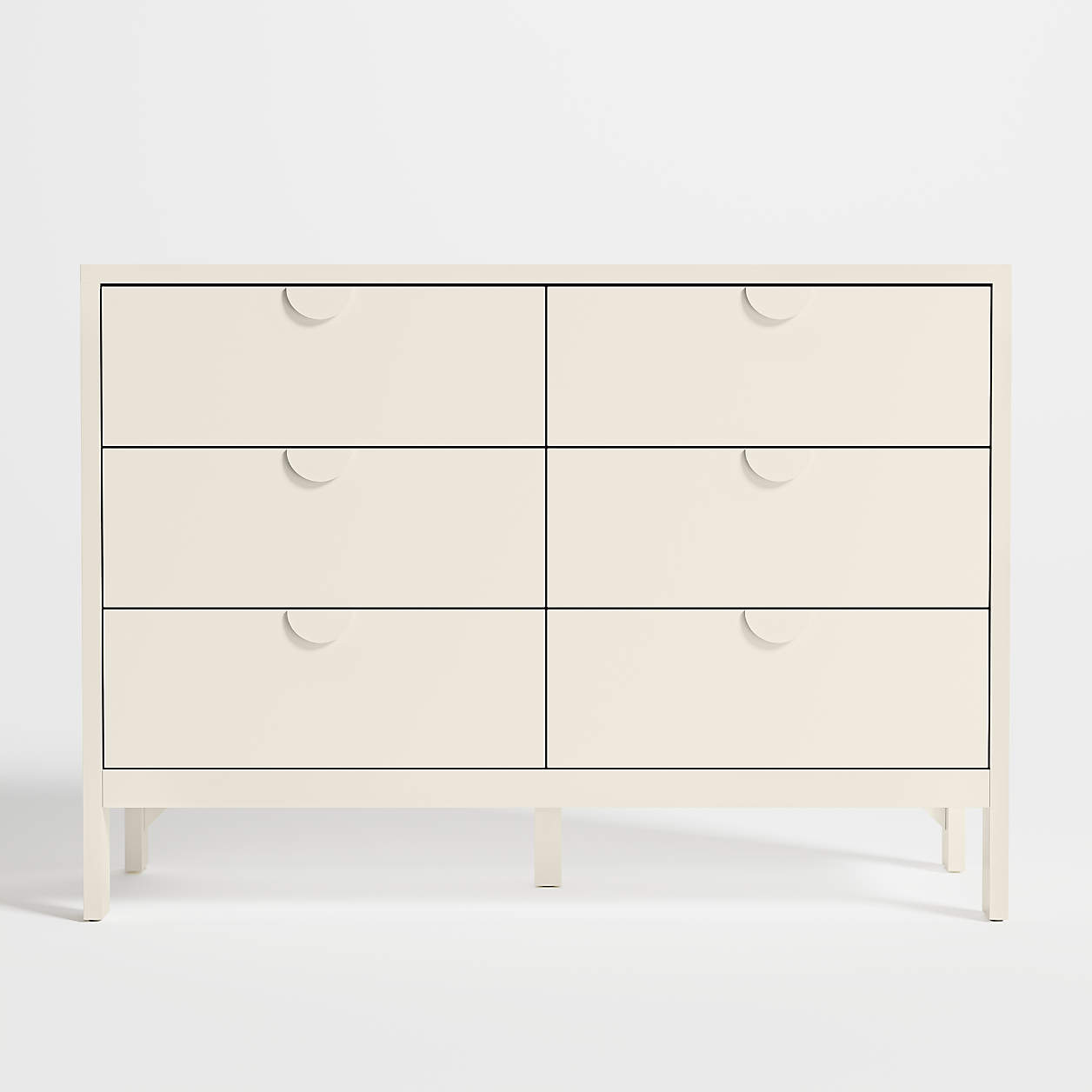 Opie Linen White Wood Wide 6Drawer Kids Dresser + Reviews Crate & Kids