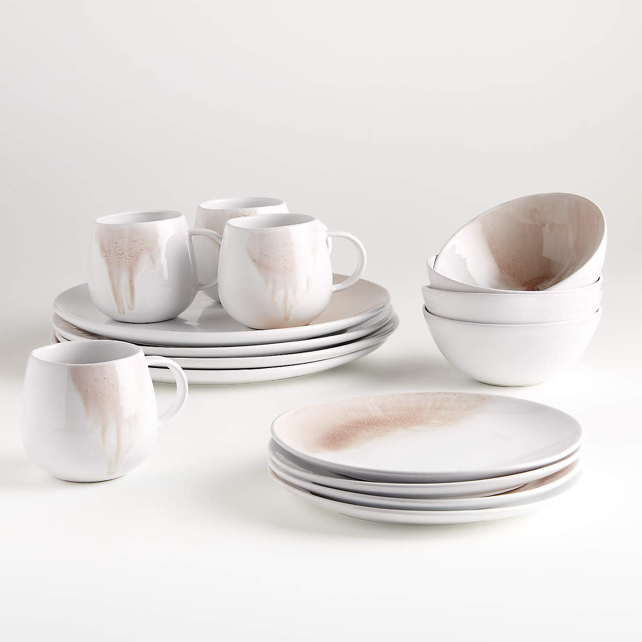 Ora Blush Pink 16Piece Dinnerware Set + Reviews Crate & Barrel Canada