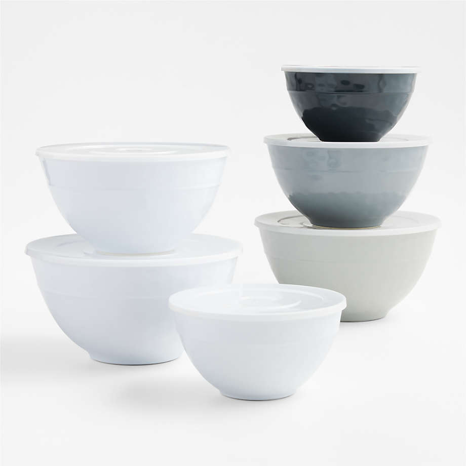 Rosti White Melamine Mixing Bowls with Lids Set | Crate u0026 Barrel