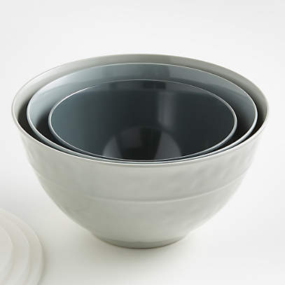 Orabel White Melamine Mixing Bowls with Lids, Set of 3 | Crate & Barrel