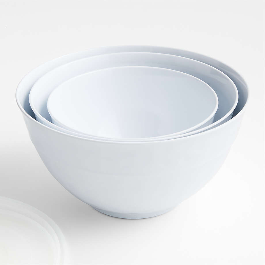 Orabel White Melamine Mixing Bowls with Lids, Set of 3 (Open Larger View)