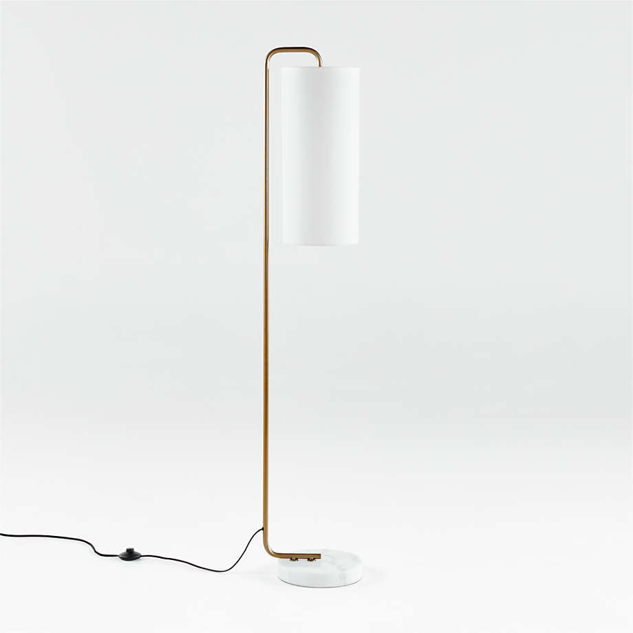 Oralee Gold Cylinder Corner Floor Lamp with Marble Base + Reviews