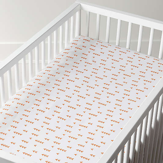 Organic Orange Arrow Geometric Baby Crib Fitted Sheet