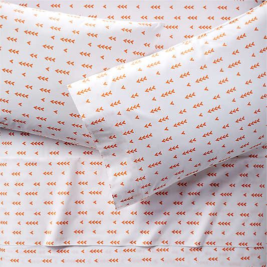 Organic Orange Arrow Kids Queen Geometric Sheet Set