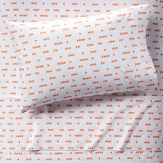 Organic Orange Arrow Kids Twin Geometric Sheet Set