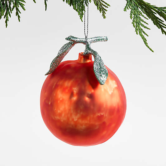 Glass Orange Fruit Christmas Ornament