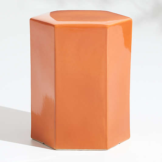 Orange Hexagonal Garden Stool End Table