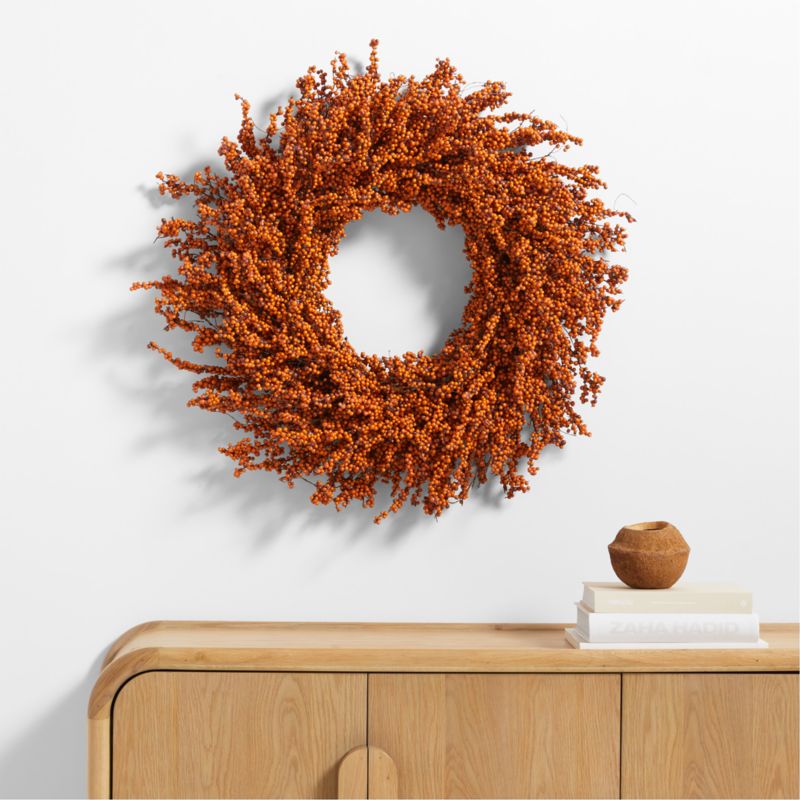 Faux Orange Mini Berry Wreath + Reviews | Crate & Barrel