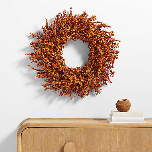Faux Orange Mini Berry Wreath 32"