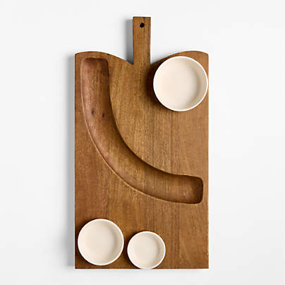 Orchard Cracker Board with 3 Ceramic Bowls
