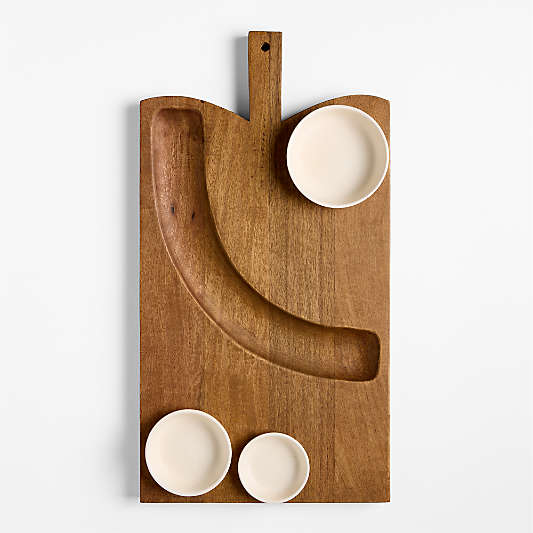 Orchard Cracker Board with 3 Ceramic Bowls