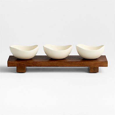 View Orchard Footed Wood Board with Set of 3 Bowls details