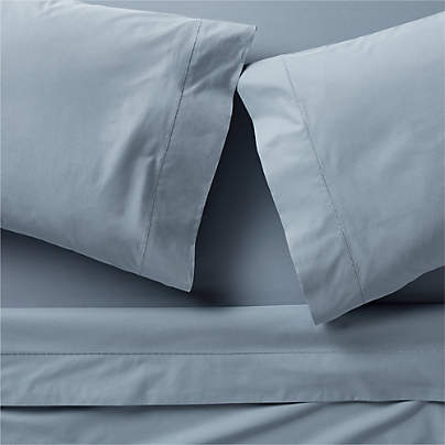 Favorite Organic Cotton Percale Blue King Bed Sheet Set