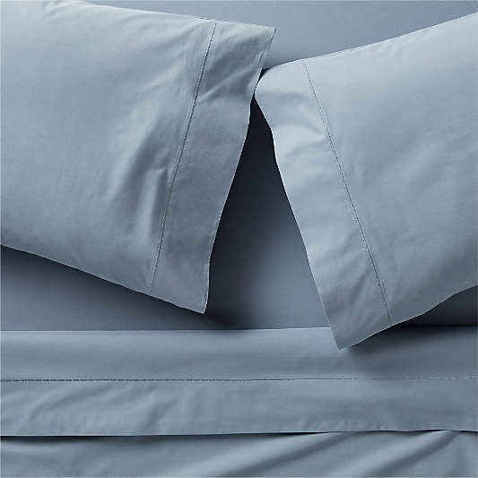 Favorite Organic Cotton Percale Blue Queen Bed Sheet Set