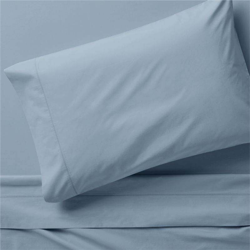 Favorite Organic Cotton Percale Blue Twin/Twin XL Bed Sheet Set - image 0 of 4