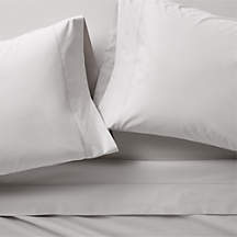 Favorite Organic Cotton Percale Dove Grey Queen Bed Sheet Set + Reviews | Crate & Barrel
