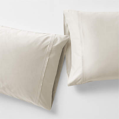 Favorite Organic Cotton Sateen Ivory King Pillowcases, Set of 2