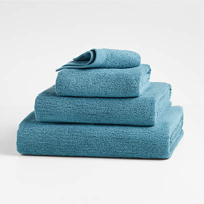 Teal Antimicrobial Organic Cotton Hand Towel + Reviews | Crate & Barrel