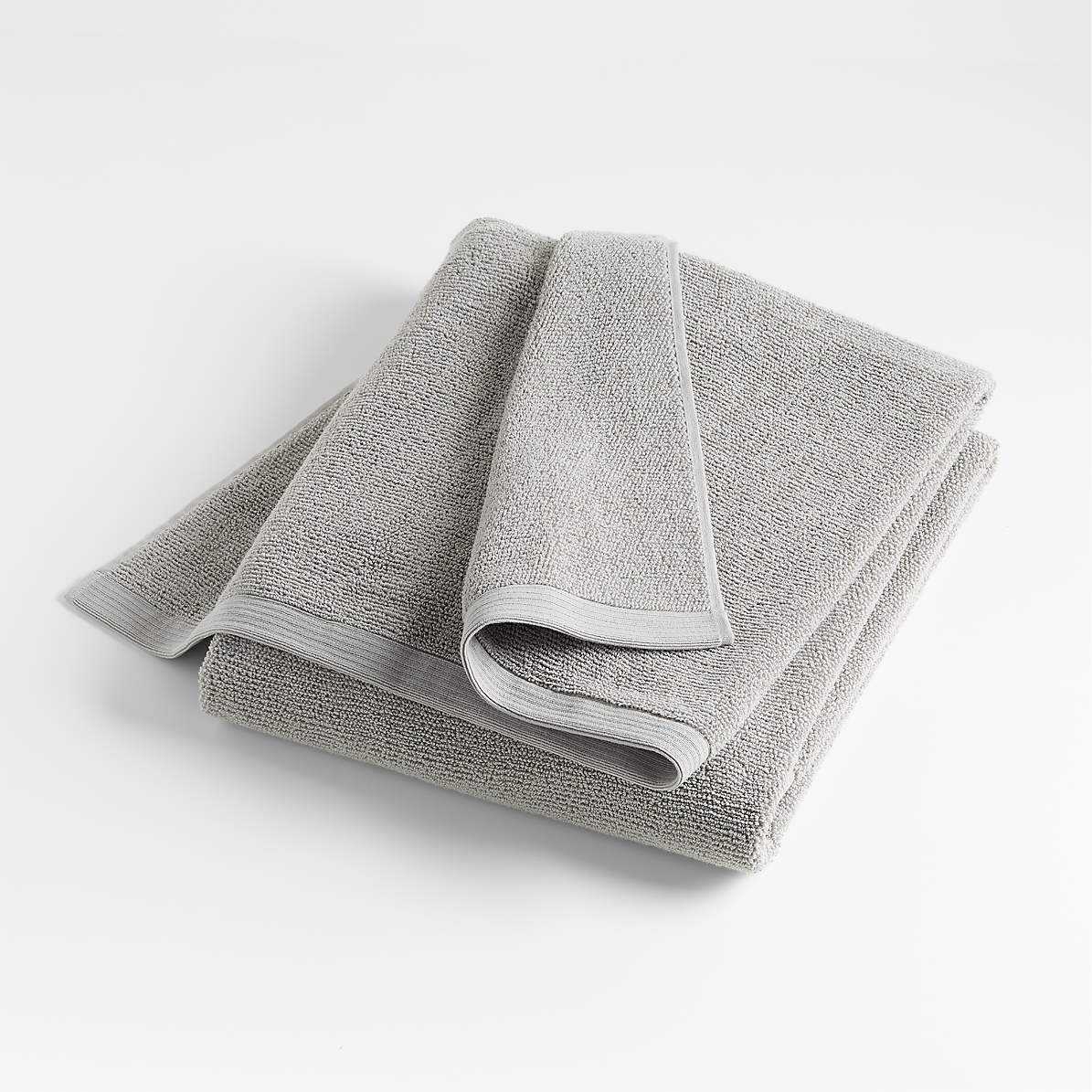 Antimicrobial Organic Cotton Ash Gray Bath Towels, Set of 6