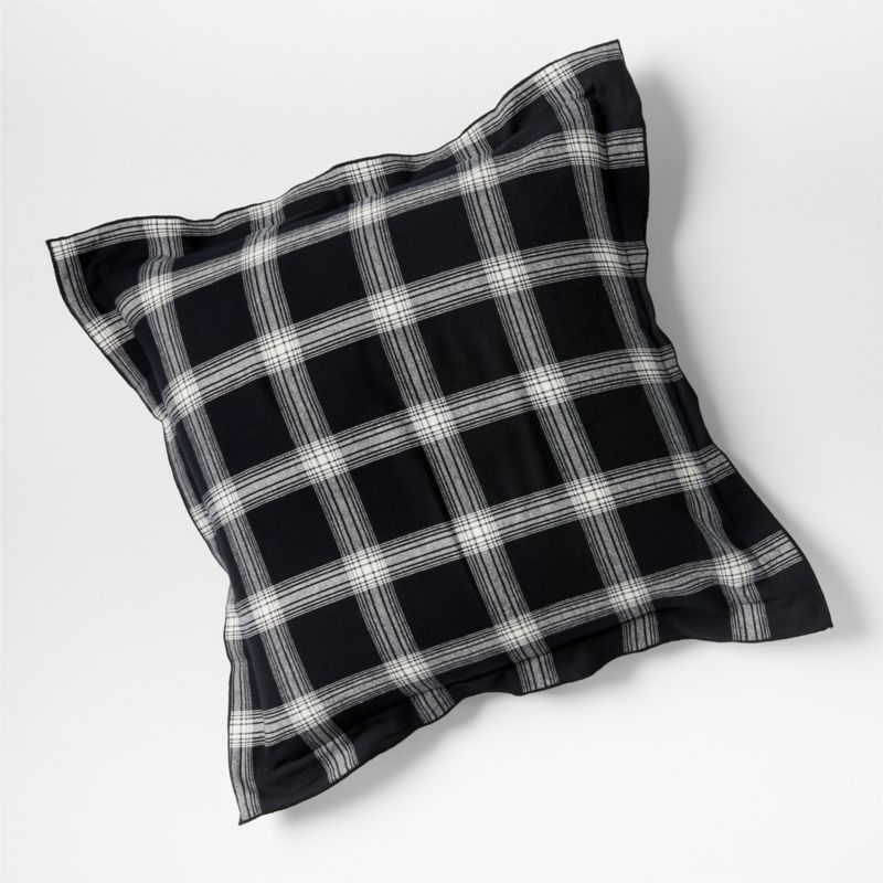 Organic Flannel Black and White Plaid Euro Pillow Sham + Reviews