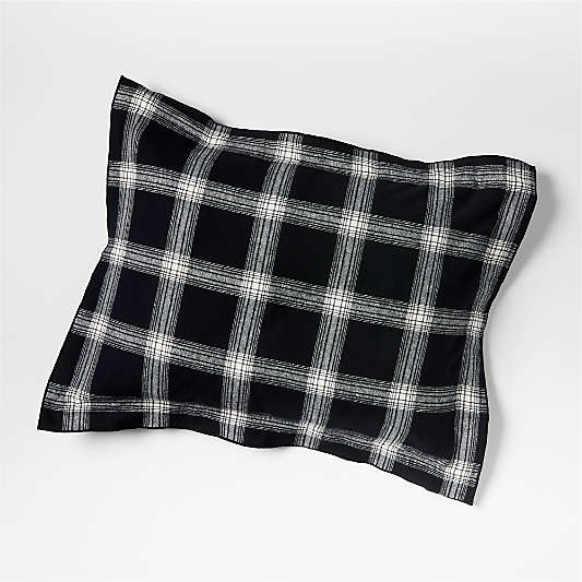 Organic Flannel Black and White Plaid Standard Pillow Sham