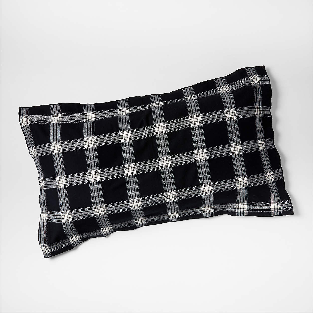 Organic Flannel Black and White Plaid King Pillow Sham + Reviews