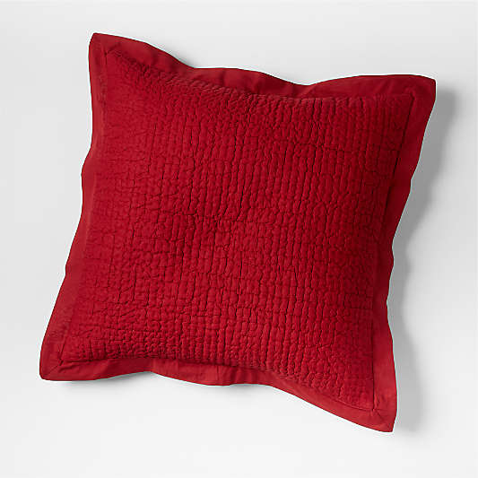 Celeste Organic Red Solid Euro Sham