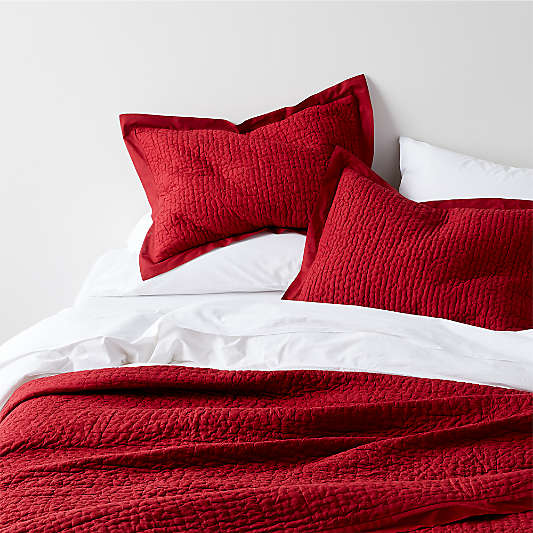 Celeste Organic Red Solid Quilt King