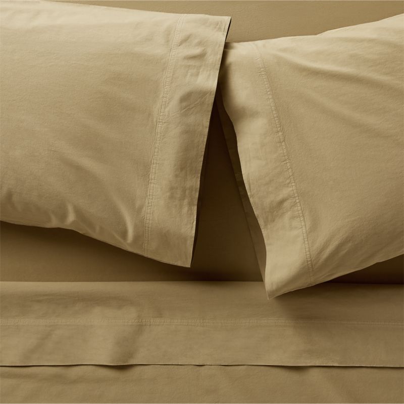 Favorite Washed Organic Cotton Aged Bronze Full Bed Sheet Set