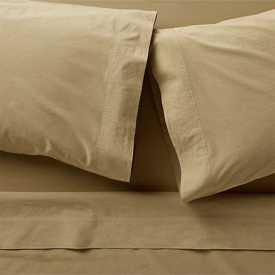 Favorite Washed Organic Cotton Aged Bronze Full Bed Sheet Set Crate