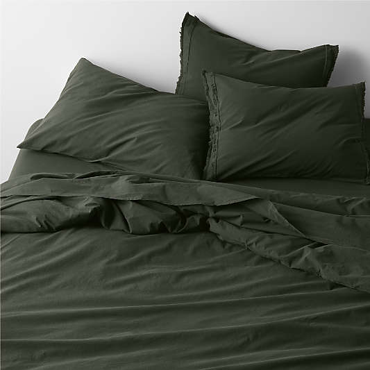 Favorite Washed Organic Cotton Ficus Green Full Bed Sheet Set