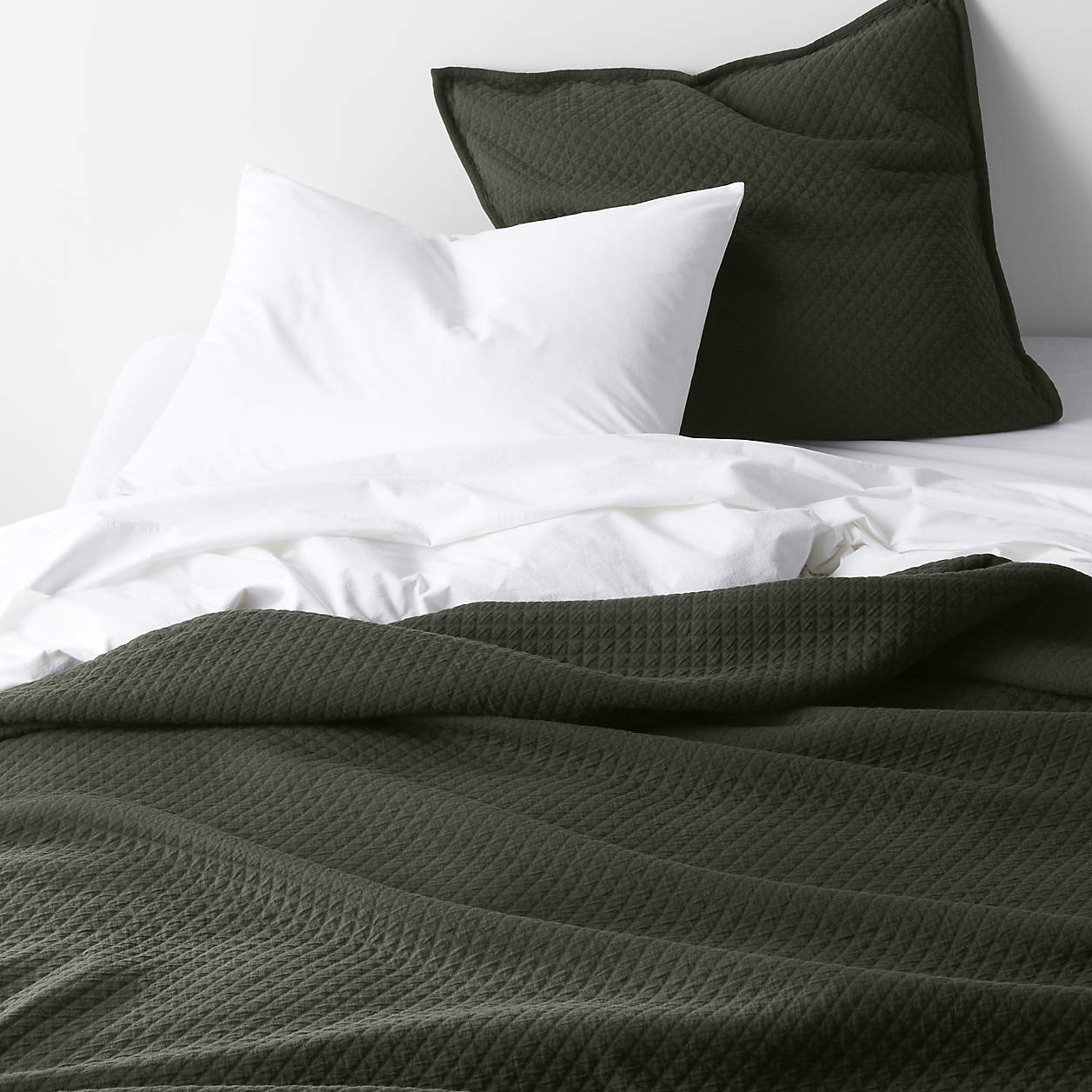 Organic Cotton Ficus Green Coverlets Crate & Barrel