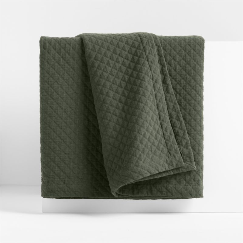 Organic Cotton Ficus Green King Bed Coverlet - image 1 of 4