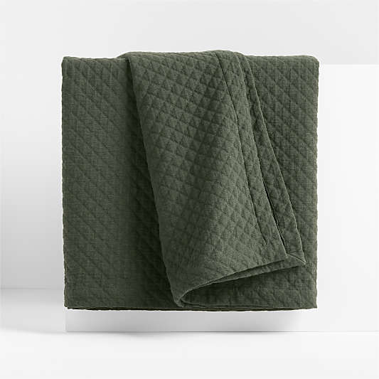 Organic Cotton Ficus Green King Bed Coverlet