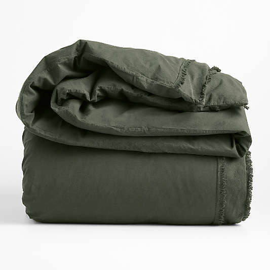 Favorite Washed Organic Cotton Ficus Green Eyelash King Duvet Cover