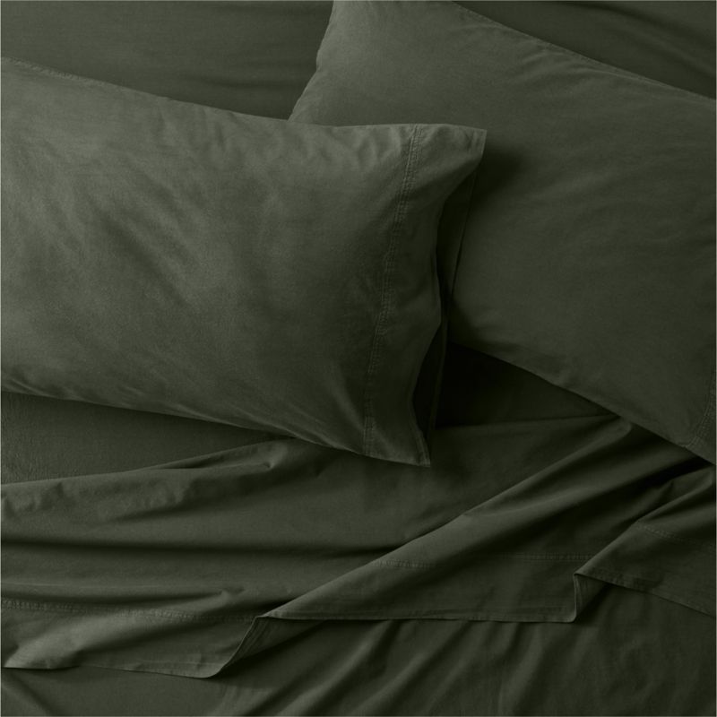 Favorite Washed Organic Cotton Ficus Green Eyelash Queen Bedding Set - image 3 of 5