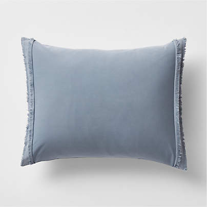 Organic Cotton Blue Eyelash Fringe Standard Pillow Sham