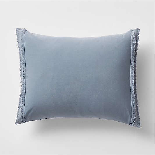 Organic Cotton Blue Eyelash Fringe King Pillow Sham