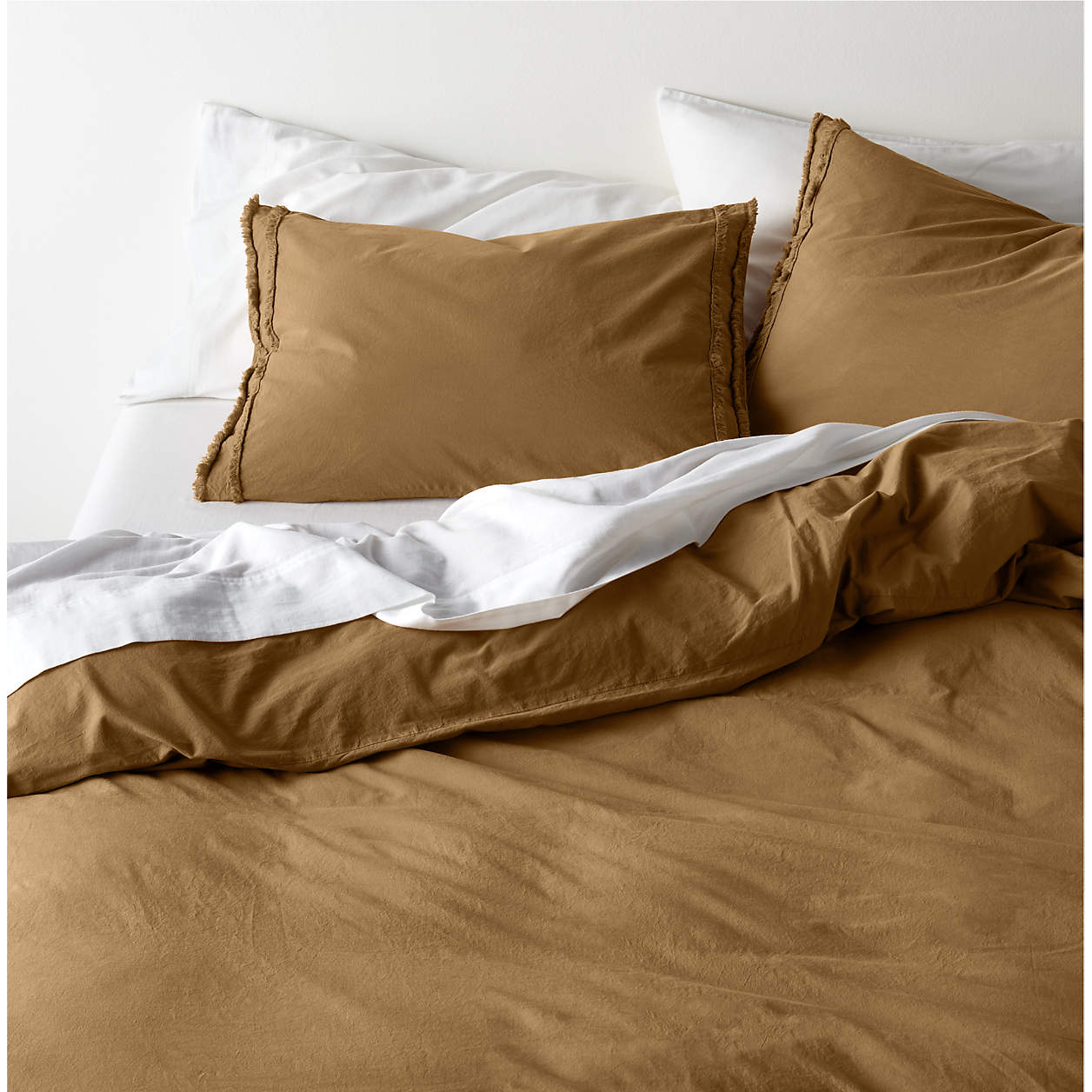 Organic Cotton Brulee Brown Eyelash Fringe King Duvet Cover + Reviews