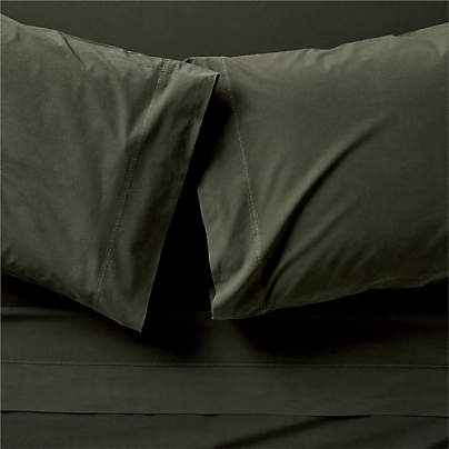 Favorite Washed Organic Cotton Ficus Green King Bed Sheet Set