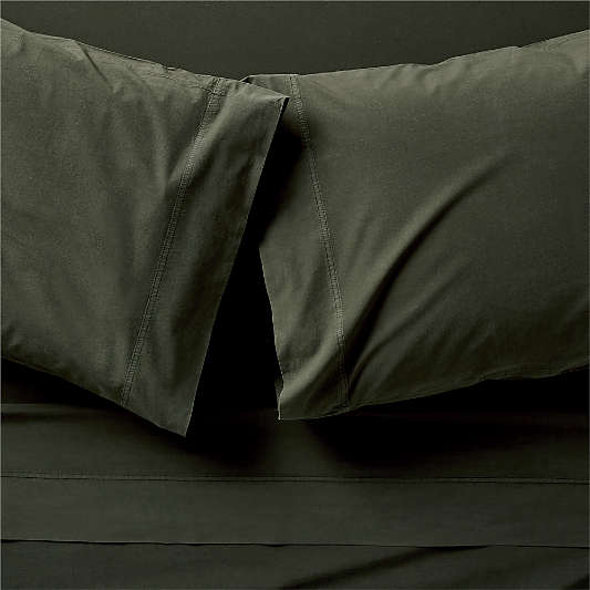 Favorite Washed Organic Cotton Ficus Green Bed Sheet Sets