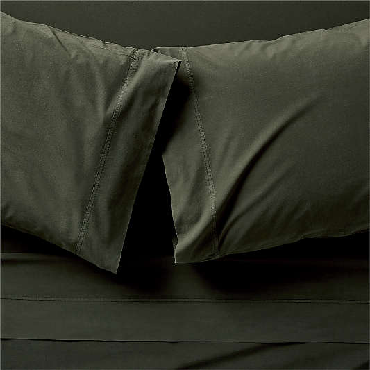 Favorite Washed Organic Cotton Ficus Green Full Bed Sheet Set