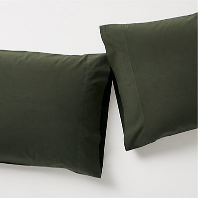 View Favorite Washed Organic Cotton Ficus Green Standard Pillowcases, Set of 2 details