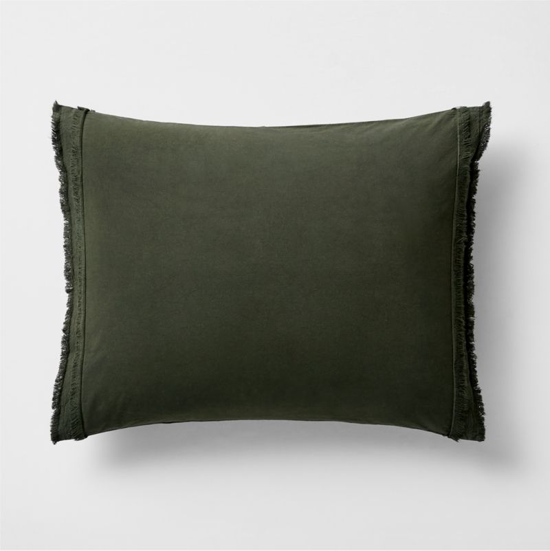 Favorite Washed Organic Cotton Ficus Green Eyelash Standard Bed Pillow Sham