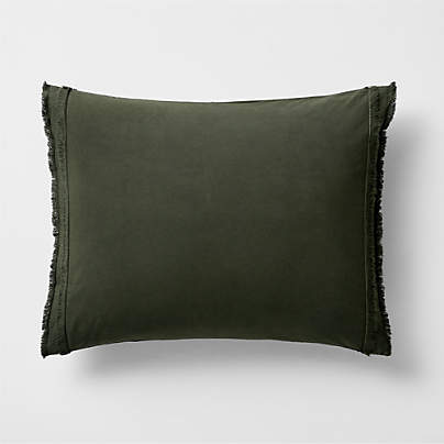 Favorite Washed Organic Cotton Ficus Green Eyelash Standard Bed Pillow Sham