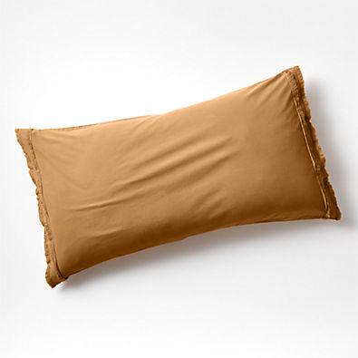 View Organic Cotton Brulee Brown Eyelash Fringe King Pillow Sham details