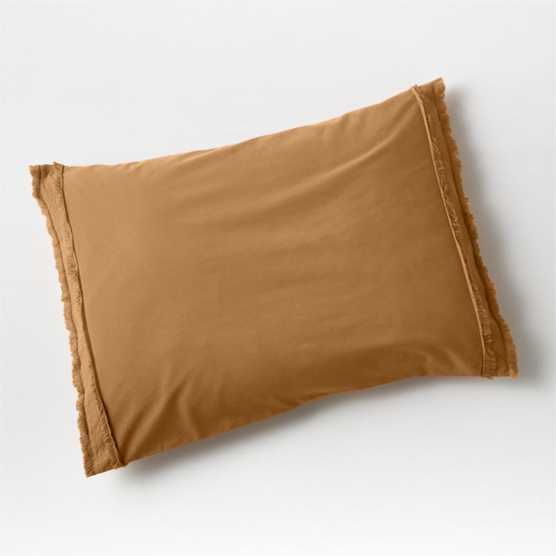 Organic Cotton Brulee Brown Eyelash Fringe Standard Pillow Sham