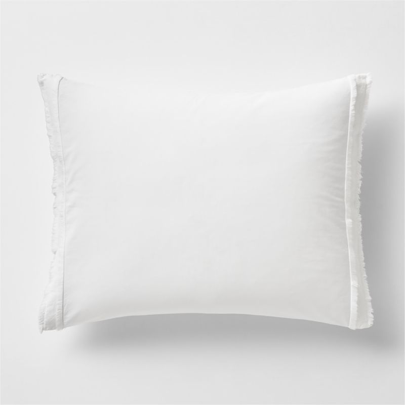 Favorite Washed Organic Cotton White Eyelash Standard Bed Pillow Sham ...