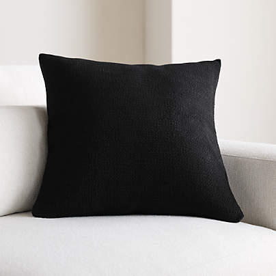 Organic Cotton Basketweave 20"x20" Ink Black Throw Pillow Cover